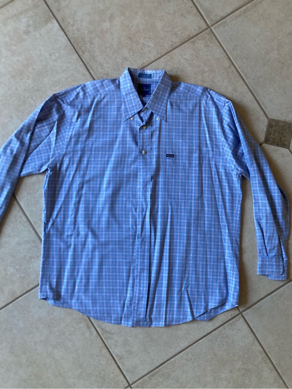 Faconnable Blue Plaid Long-Sleeve Button-Down Shirt